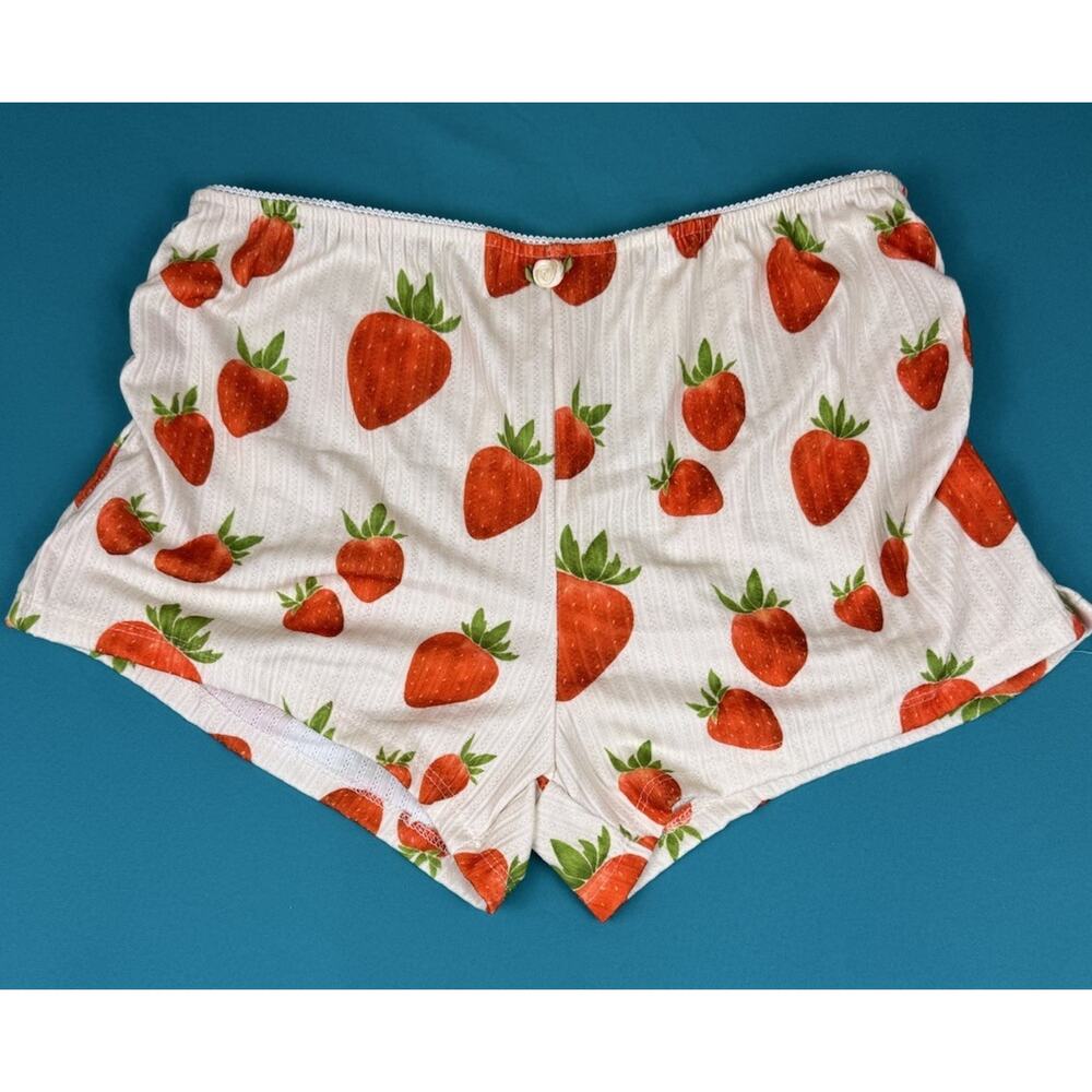 FaroDor Women’s Lounge Shorts Strawberry Print Pajama Sleep Shorts XL NWT